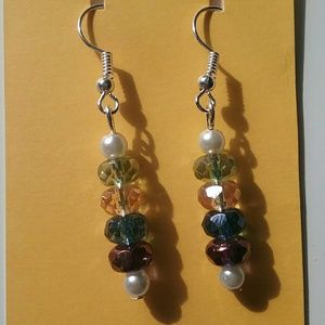 Glass and pearl dangle earrings